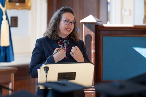 Julie Acey Talking at UCJ Graduation