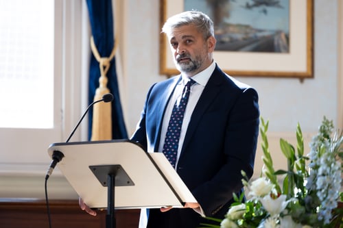 Chris Nicol speaking at Graduation